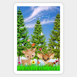 Cute Deer and Friends Sticker